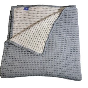 Pine Cone Hill $428 Pick Stitch Navy Queen/Full Cotton Quilt Coverlet Reversible